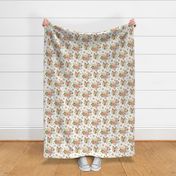 Vintage Antique Floral Flowers in peach on White