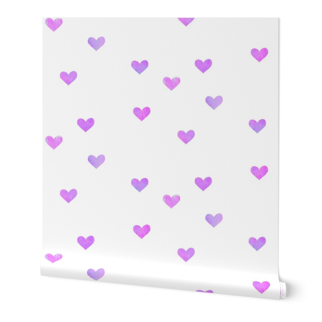 Purple and Pink Watercolor Hearts