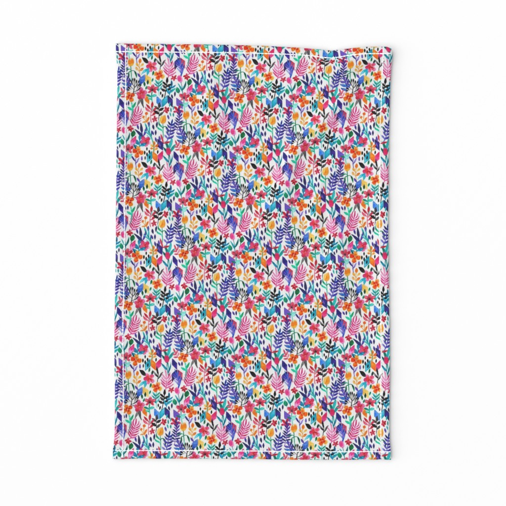 Popping Color Painted Floral on White Small