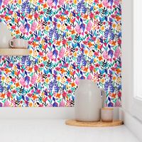 Popping Color Painted Floral on White Small