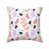 Tropical summer garden petals and leaves memphis geometric pastel style blush pink lilac