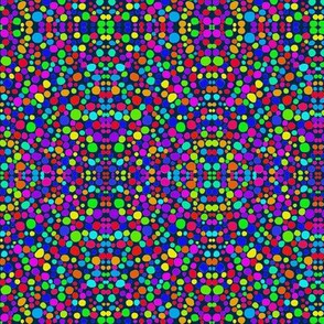 Rainbow Dots Mosaic on Indigo - Small Scale