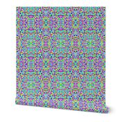 Rainbow Dots Mosaic on Cornflower Blue