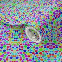 Rainbow Dots Mosaic on Cornflower Blue