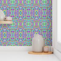 Rainbow Dots Mosaic on Cornflower Blue