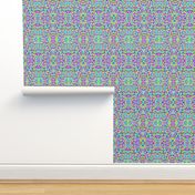 Rainbow Dots Mosaic on Cornflower Blue