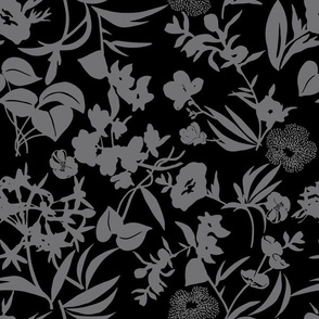 tropical blooms - grey/black