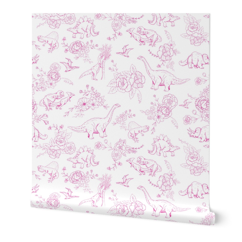 Dinosuar Toile Hot Pink 