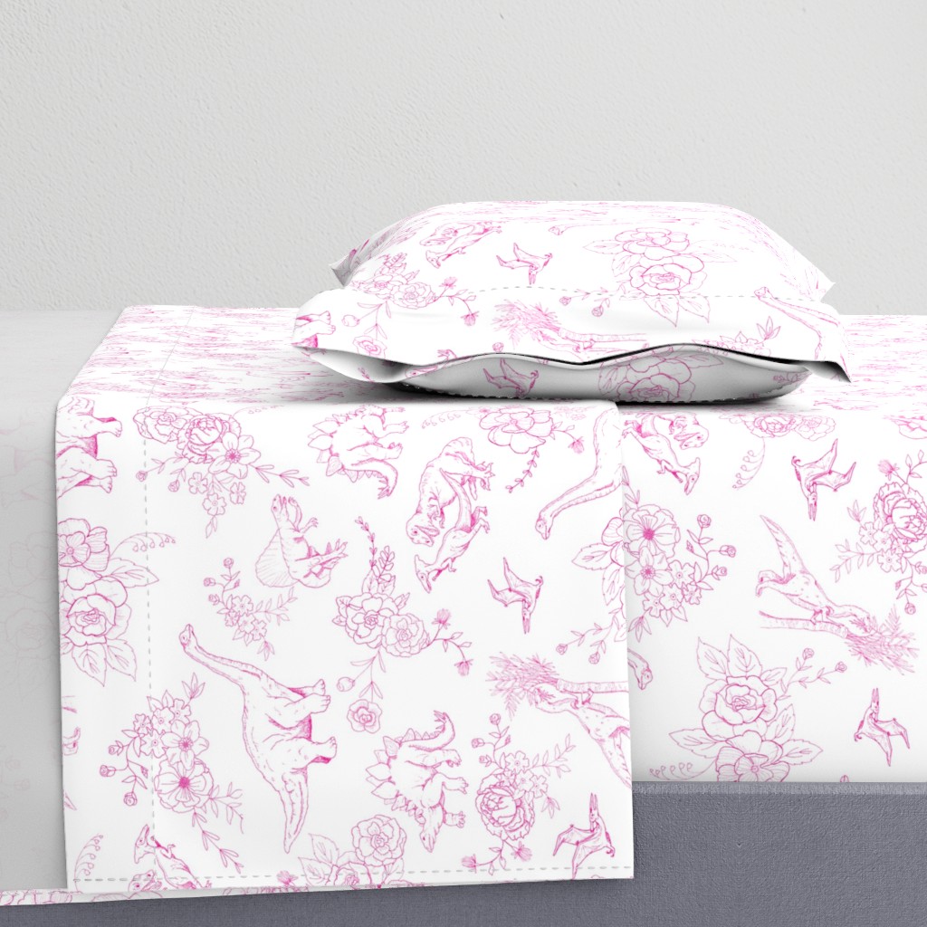 Dinosuar Toile Hot Pink 