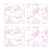 Dinosuar Toile Hot Pink 