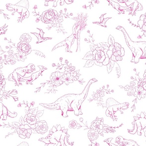 Dinosuar Toile Hot Pink 