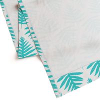 Fern Array Turquoise on White 16inL