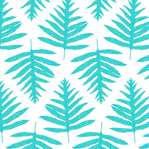 Fern Array Turquoise on White 150L