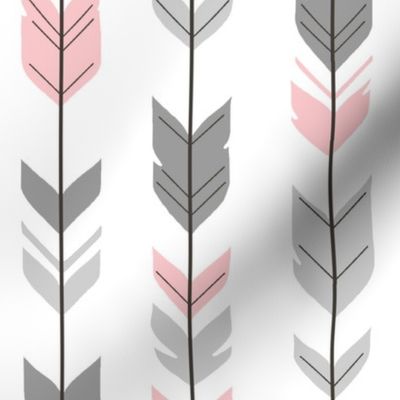 Arrow Feathers- pink/grey/white-ch