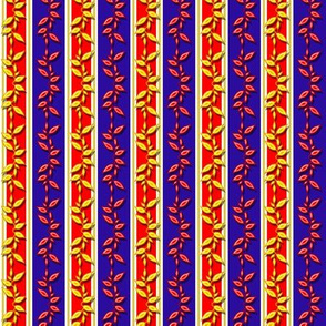 Leafy Stripe Red and Blue