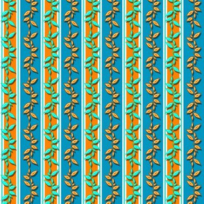 Leafy Stripe Gold color and Aqua