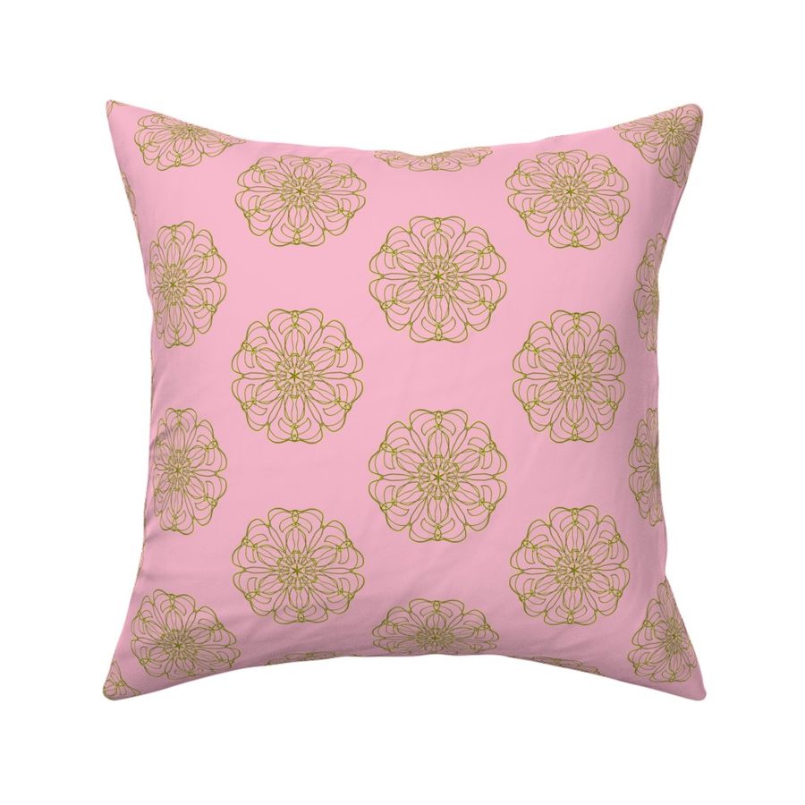 Gold Filigree Flowers on Lolly Pink