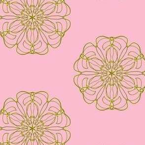 Gold Filigree Flowers on Lolly Pink