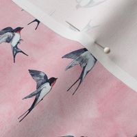 Scattered Pink Sky Swallow Flight - small version