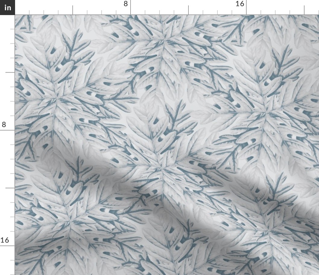 16-01d Autumn Tree Leaf Trellis || Oak Leaves Slate Blue gray grey _Miss Chiff Designs