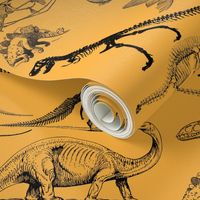 Vintage Museum Skeletons | Dinosaurs on Yellow