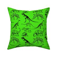 Vintage Museum Skeletons | Dinosaurs on Lime Green