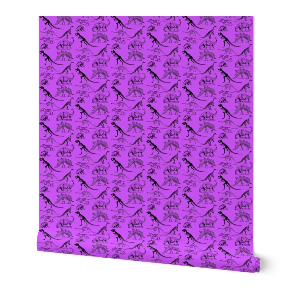 Vintage Museum Skeletons | Dinosaurs on  Orchid Purple