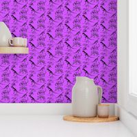 Vintage Museum Skeletons | Dinosaurs on  Orchid Purple