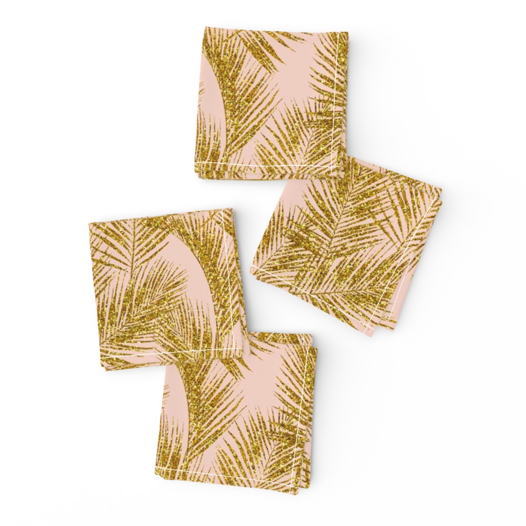 gold glitter palm leaves - blush, mini