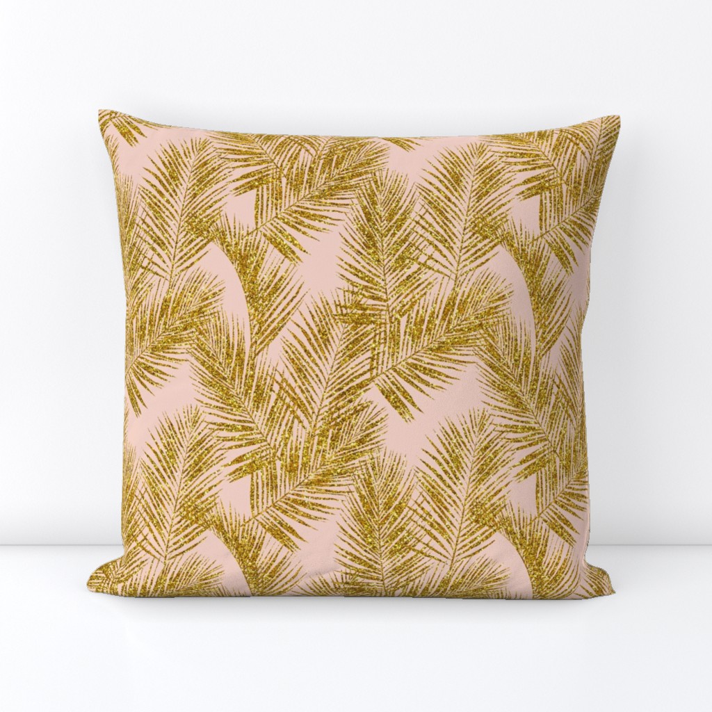 gold glitter palm leaves - blush, mini