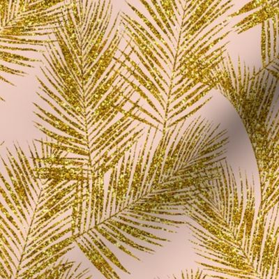 gold glitter palm leaves - blush, mini