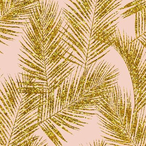 gold glitter palm leaves - blush, mini