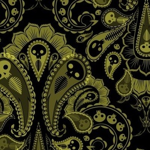 Ghost Paisley - green & black