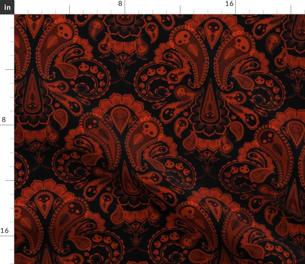 Ghost Paisley - red & black