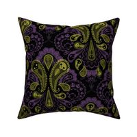 Ghost Paisley - green & purple