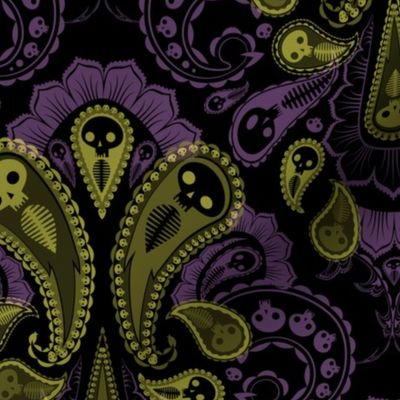 Ghost Paisley - green & purple