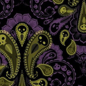 Ghost Paisley - green & purple