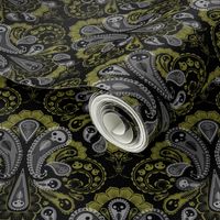 Ghost Paisley - gray & green