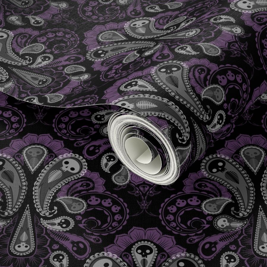 Ghost Paisley - gray & purple