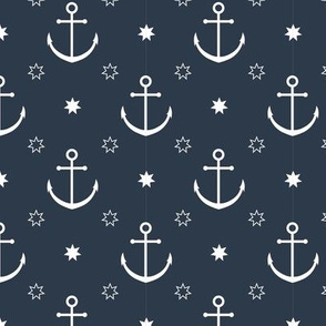 Anchors in Navy // Nautical monochromatic repeat pattern // for men and women // by Zoe Charlotte