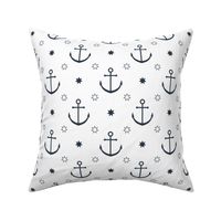 Anchors in White // Nautical monochromatic repeat pattern // for men and women // by Zoe Charlotte