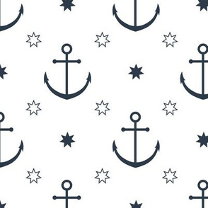 Anchors in White // Nautical monochromatic repeat pattern // for men and women // by Zoe Charlotte