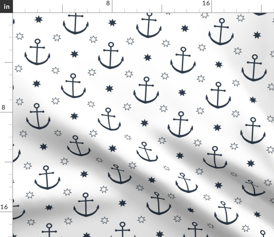 Anchors in White // Nautical monochromatic repeat pattern // for men and women // by Zoe Charlotte