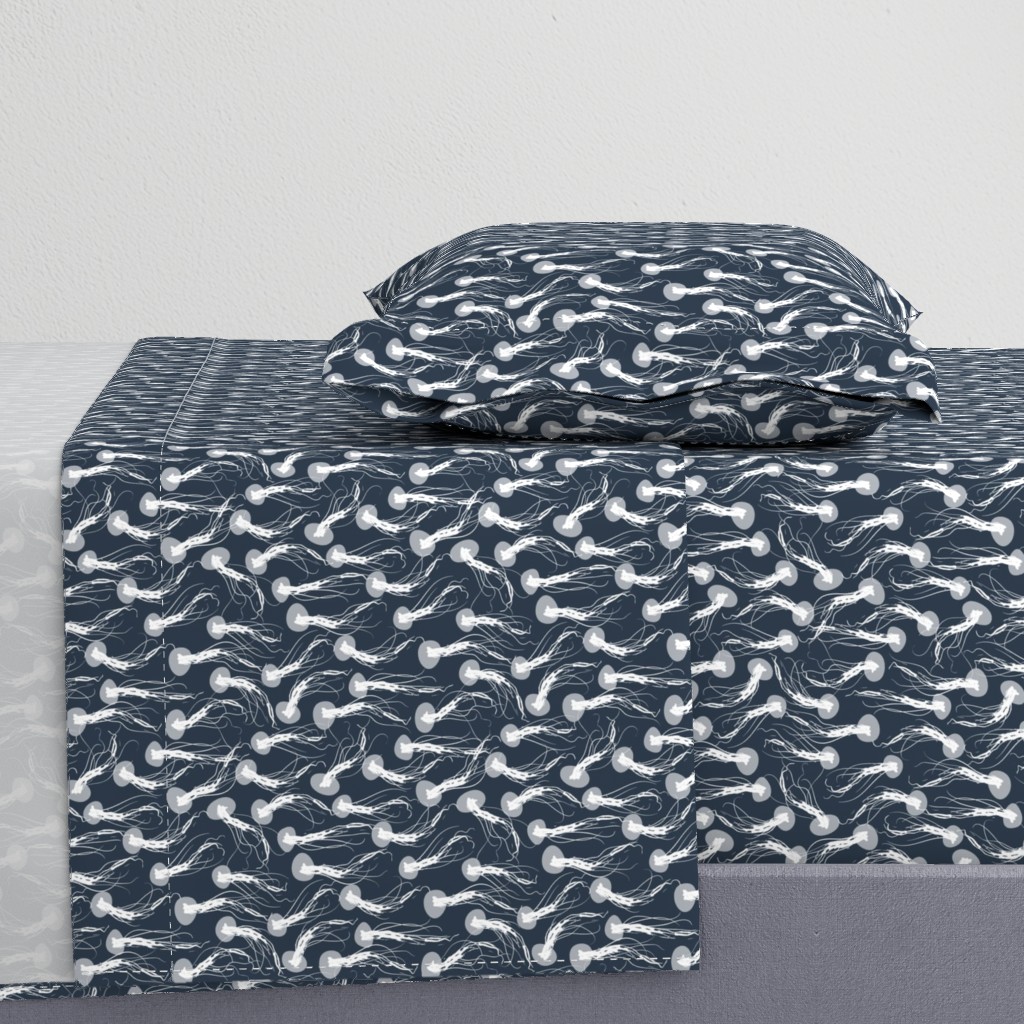Inky Jellyfish // Nautical monochromatic repeat pattern // for men and women // by Zoe Charlotte