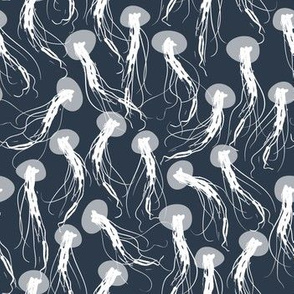 Inky Jellyfish // Nautical monochromatic repeat pattern // for men and women // by Zoe Charlotte