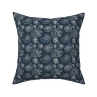 Fossils in Navy // Seashells // Nautical monochromatic repeat pattern // for men and women // by Zoe Charlotte