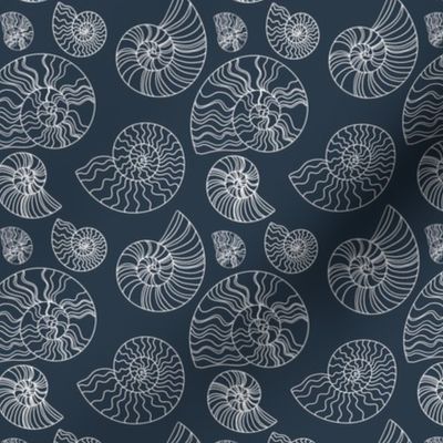 Fossils in Navy // Seashells // Nautical monochromatic repeat pattern // for men and women // by Zoe Charlotte