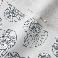 Fossils in White // Seashells // Nautical monochromatic repeat pattern // for men and women // by Zoe Charlotte