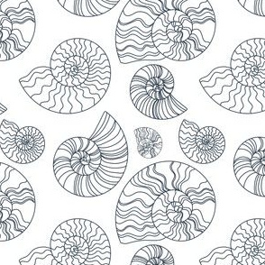 Fossils in White // Seashells // Nautical monochromatic repeat pattern // for men and women // by Zoe Charlotte