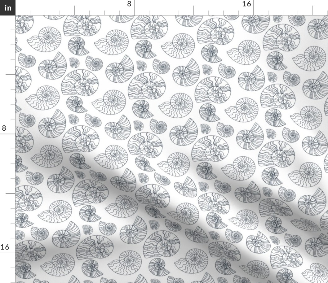 Fossils in White // Seashells // Nautical monochromatic repeat pattern // for men and women // by Zoe Charlotte